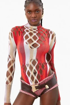 Amphitrite Bodysuit Burgundy Stripe<Poster Girl New