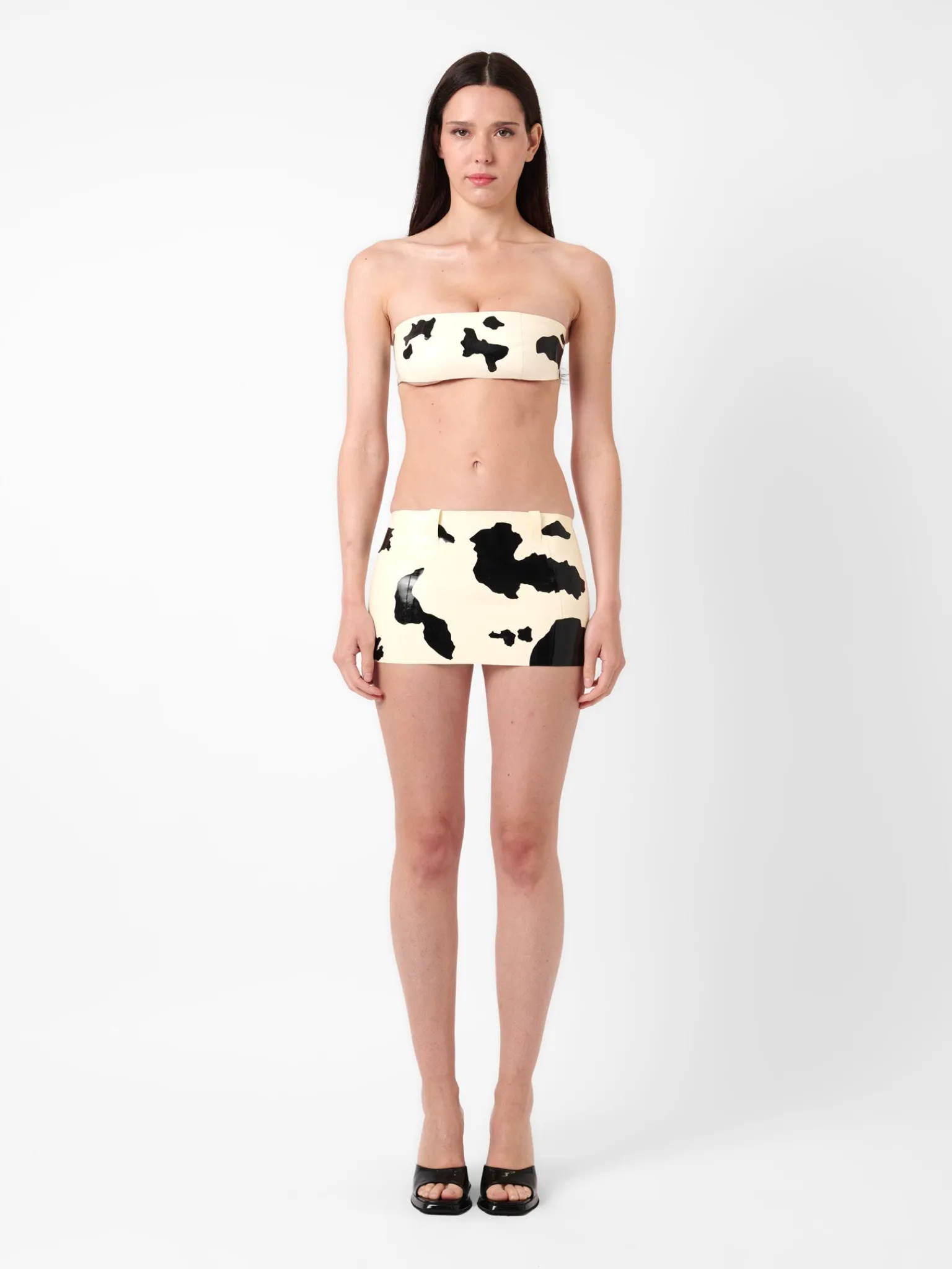 Bronco Latex Mini Skirt Black & White Cow Print<Poster Girl Best