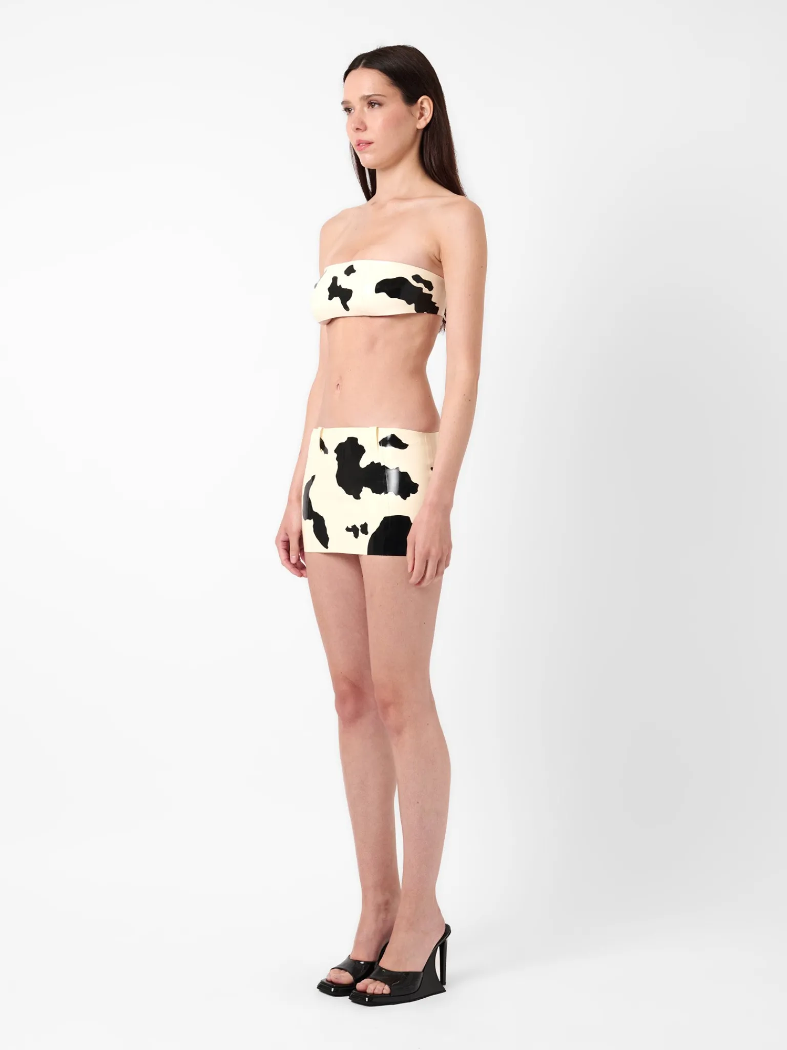 Bronco Latex Mini Skirt Black & White Cow Print<Poster Girl Best