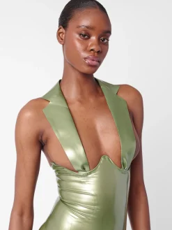 Chambers Latex Dress Dollar Bill Green<Poster Girl Sale