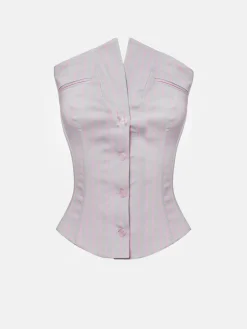 Court Corset Top Grey/Pink Pinstripe<Poster Girl Hot