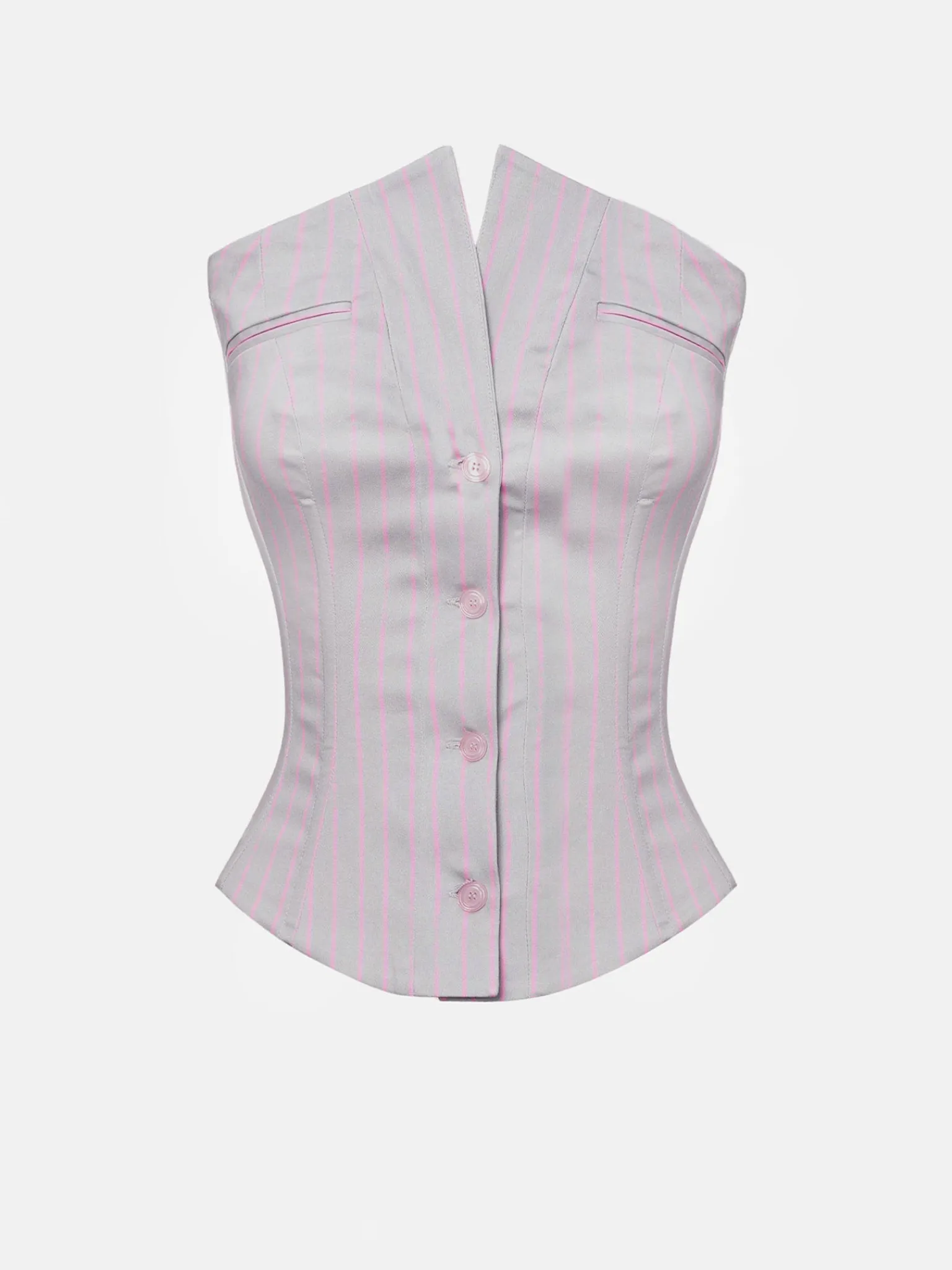 Court Corset Top Grey/Pink Pinstripe<Poster Girl Hot