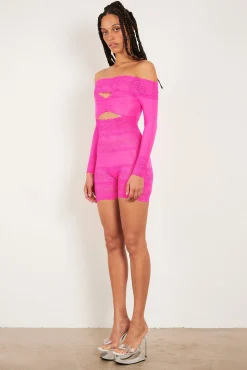 Davina Sleeved Romper Harlot Pink<Poster Girl Online