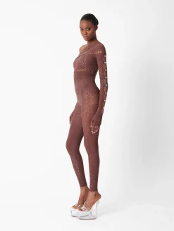 Ivy Long Rhinestone Jumpsuit Old Money Brown<Poster Girl Clearance
