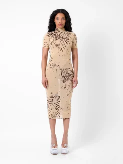Knockout Dress Beige Zebra Print<Poster Girl Clearance
