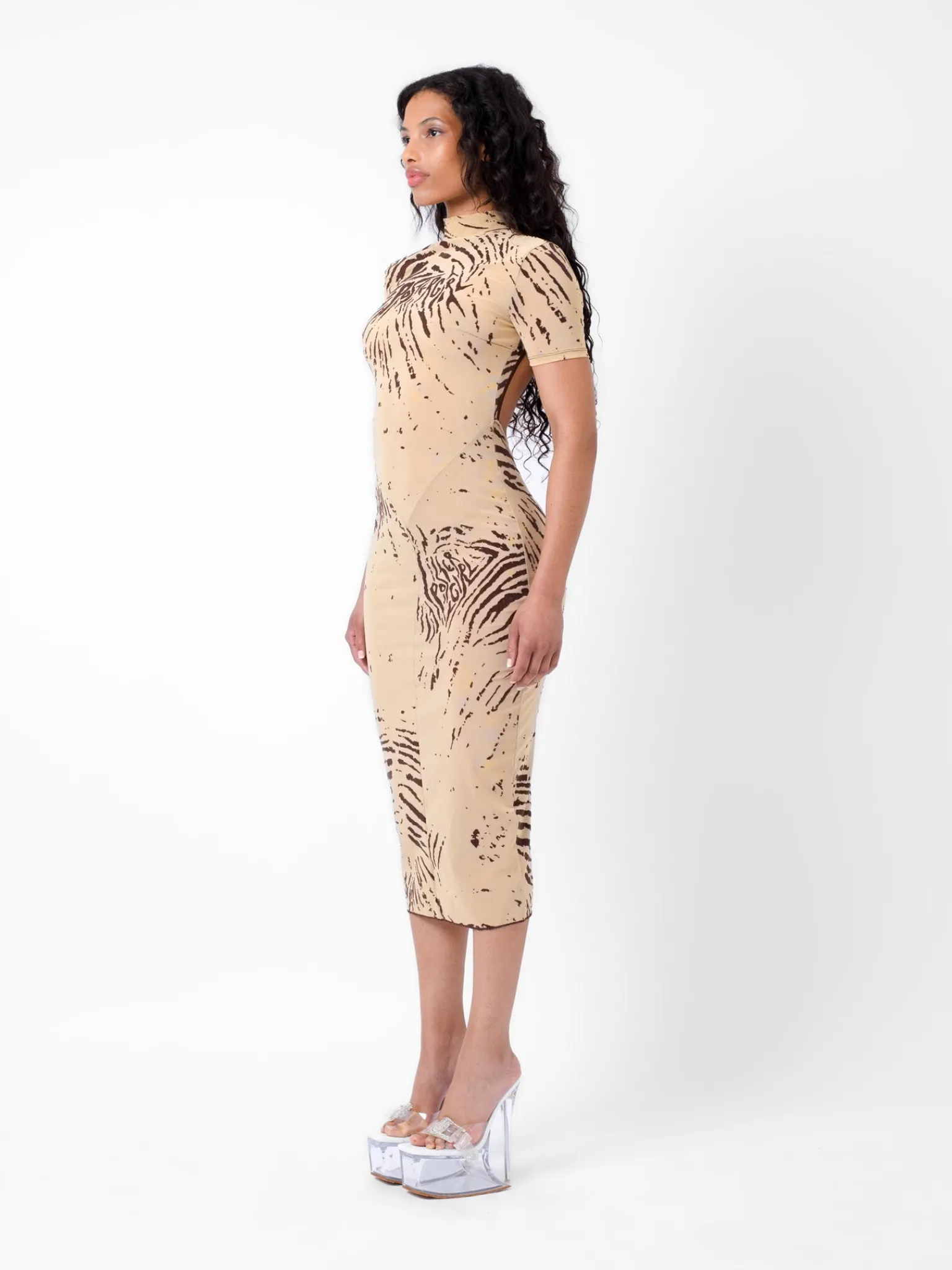 Knockout Dress Beige Zebra Print<Poster Girl Clearance