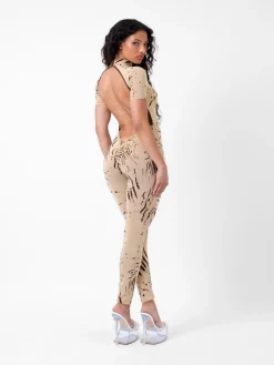 Knockout Jumpsuit Beige Zebra Print<Poster Girl Discount