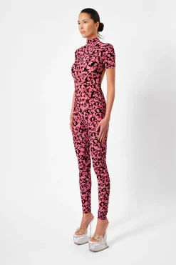 Knockout Jumpsuit Pink Leopard Print<Poster Girl New