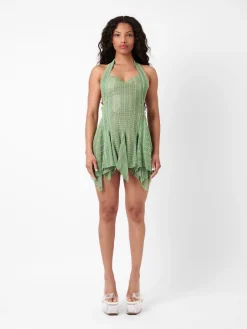 Limited Edition Munroe Rhinestone Dress in Stripe Billionaire Green<Poster Girl Clearance