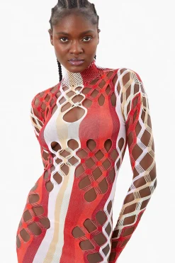 Marina Dress Burgundy Stripe<Poster Girl Online