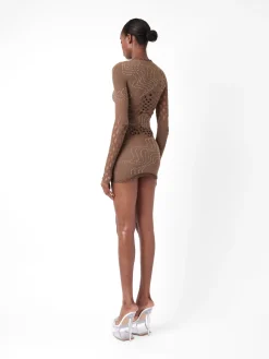 Raquel Dress Kahlua Brown Rhinestone<Poster Girl Sale