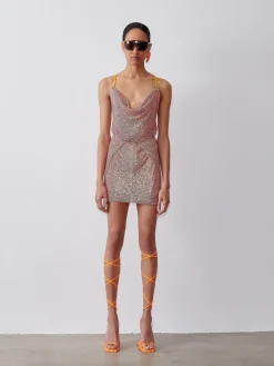 Rhinestoned Adrianne Dress Aperol Spritz<Poster Girl Best