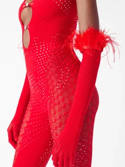 Rhinestoned Janice Jumpsuit X Gloves<Poster Girl