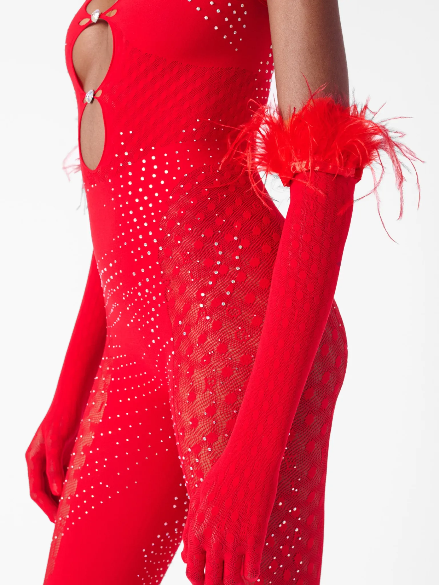 Rhinestoned Janice Jumpsuit X Gloves<Poster Girl