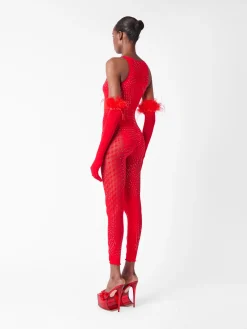 Rhinestoned Janice Jumpsuit X Gloves<Poster Girl