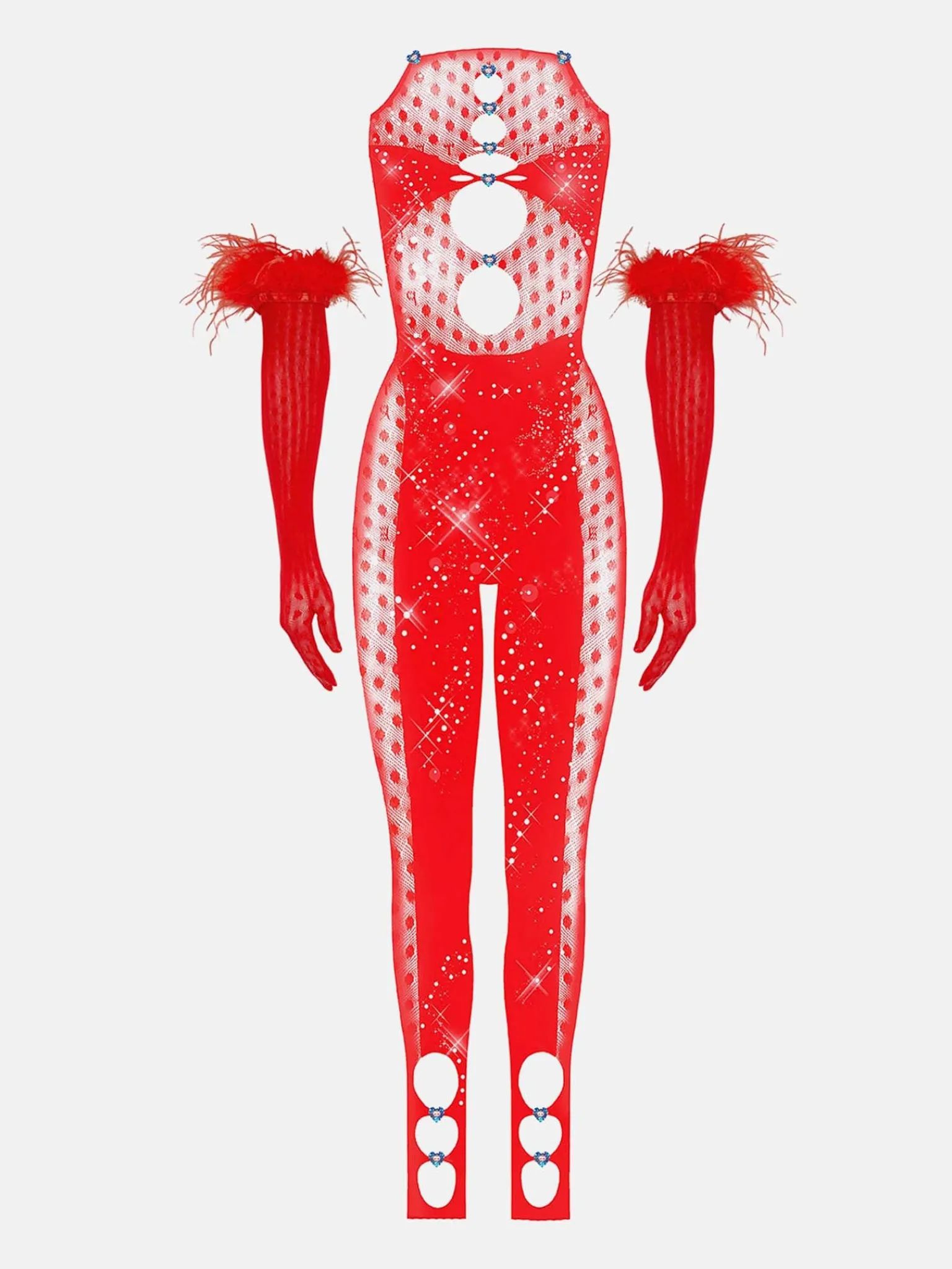 Rhinestoned Janice Jumpsuit X Gloves<Poster Girl