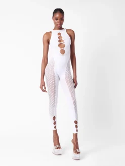 Rhinestoned Janice Jumpsuit Optic White<Poster Girl Online