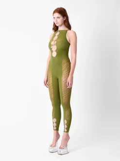 Rhinestoned Janice Jumpsuit Khaki<Poster Girl Discount
