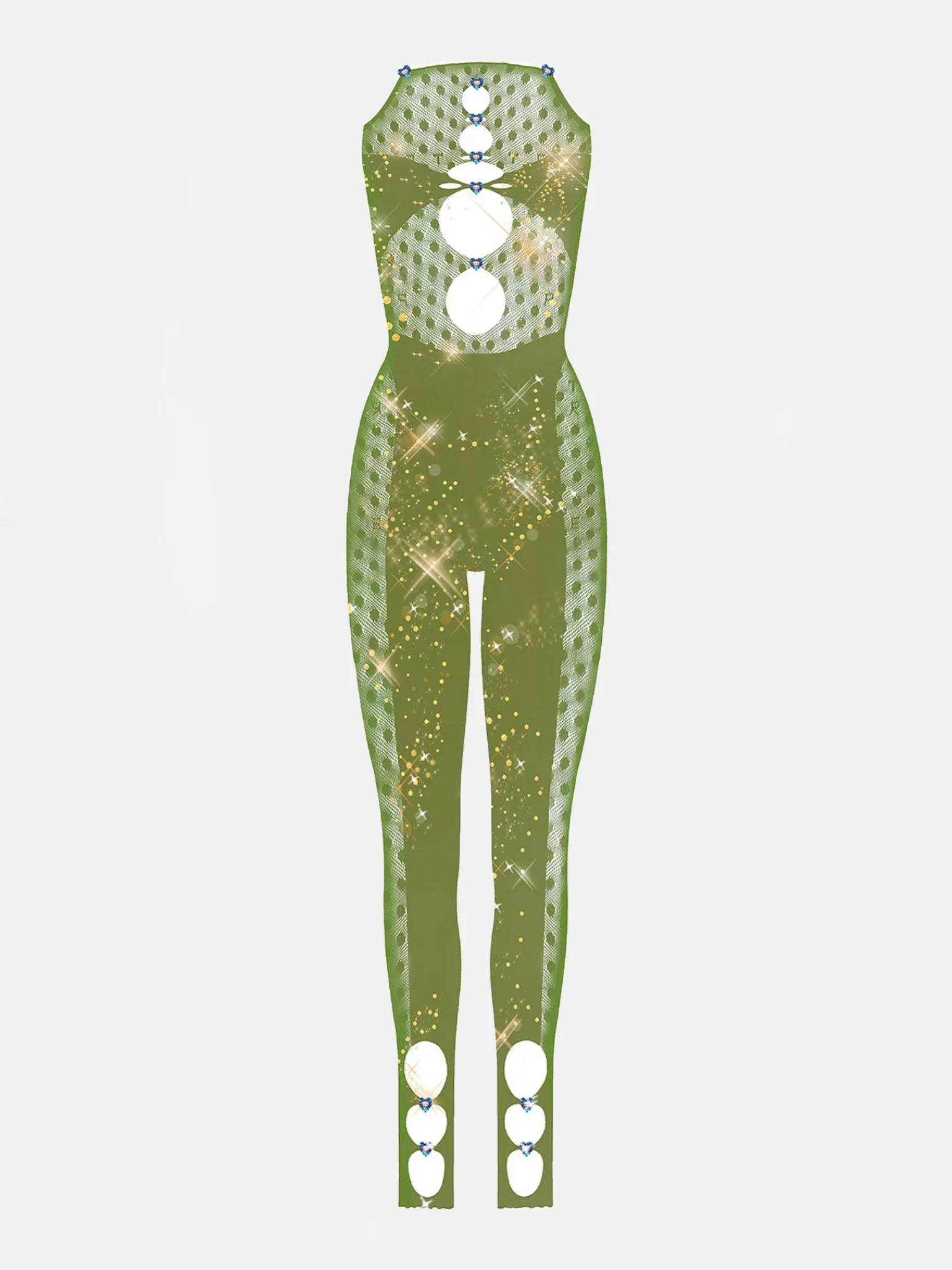 Rhinestoned Janice Jumpsuit Khaki<Poster Girl Discount