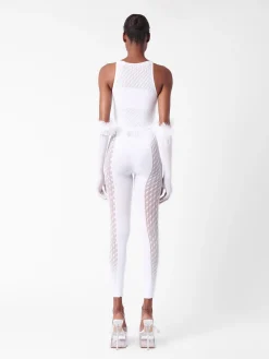 Rhinestoned Janice Jumpsuit X Gloves Set Optic White<Poster Girl Discount