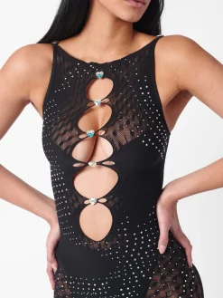 Rhinestoned Janice Jumpsuit Jet Black<Poster Girl Discount