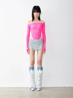 Rhinestoned Mia Micro Skirt Cerulean Blue<Poster Girl