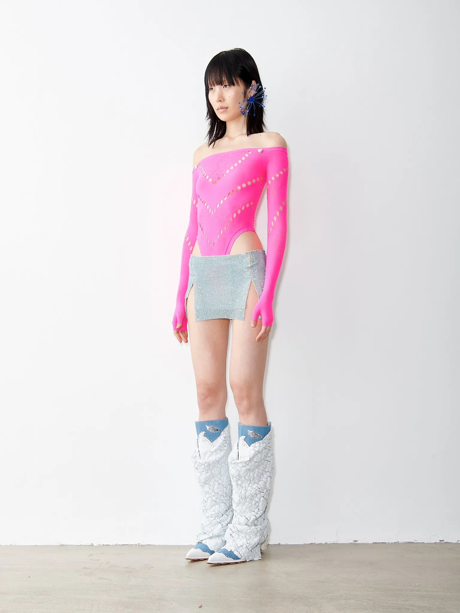 Rhinestoned Mia Micro Skirt Cerulean Blue<Poster Girl
