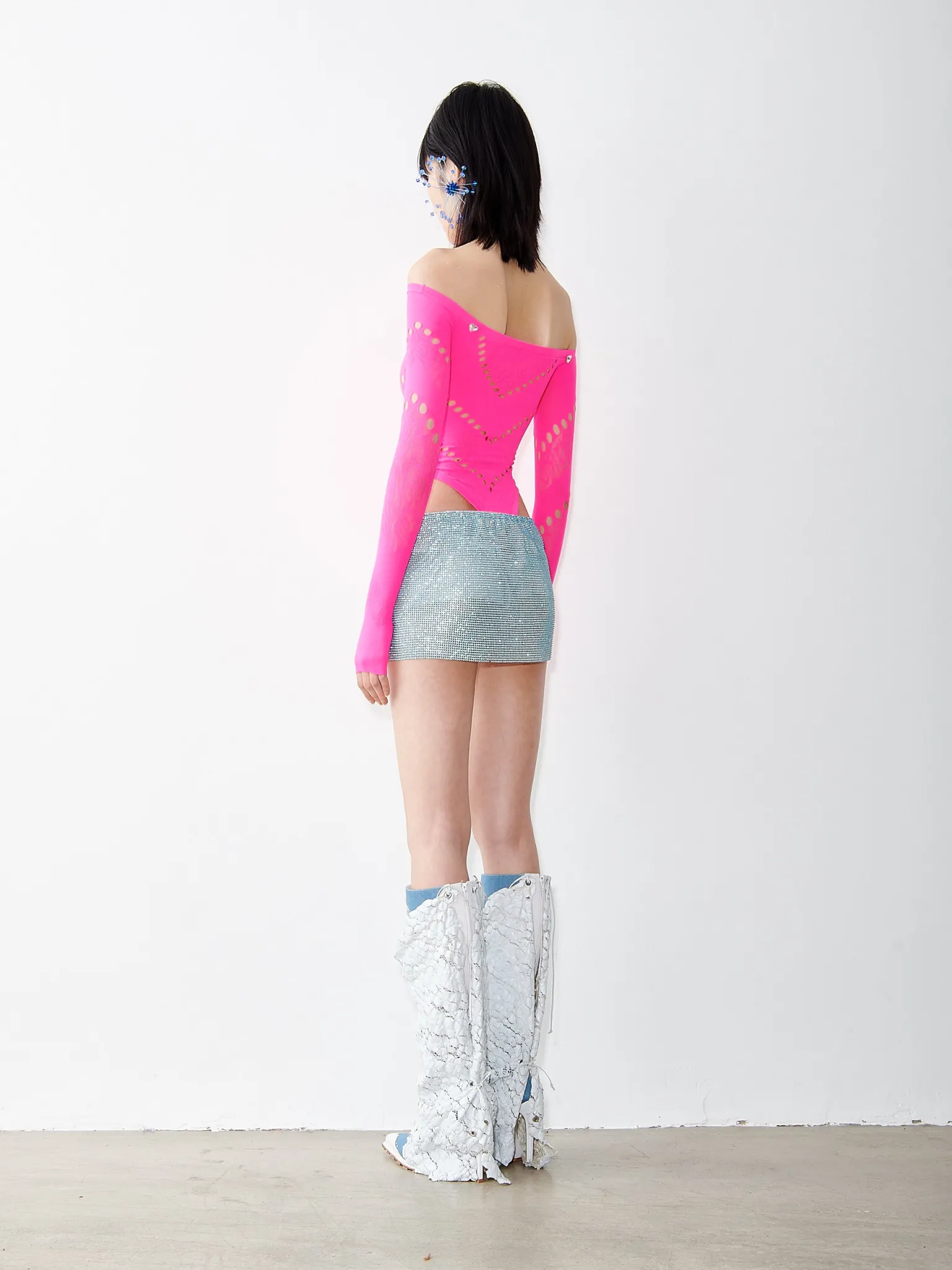 Rhinestoned Mia Micro Skirt Cerulean Blue<Poster Girl