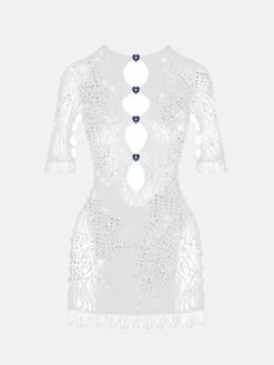 Rhinestoned Miranda Dress Optic White<Poster Girl Outlet