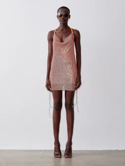 Rhinestoned Zeina Dress Aperol Spritz<Poster Girl Clearance