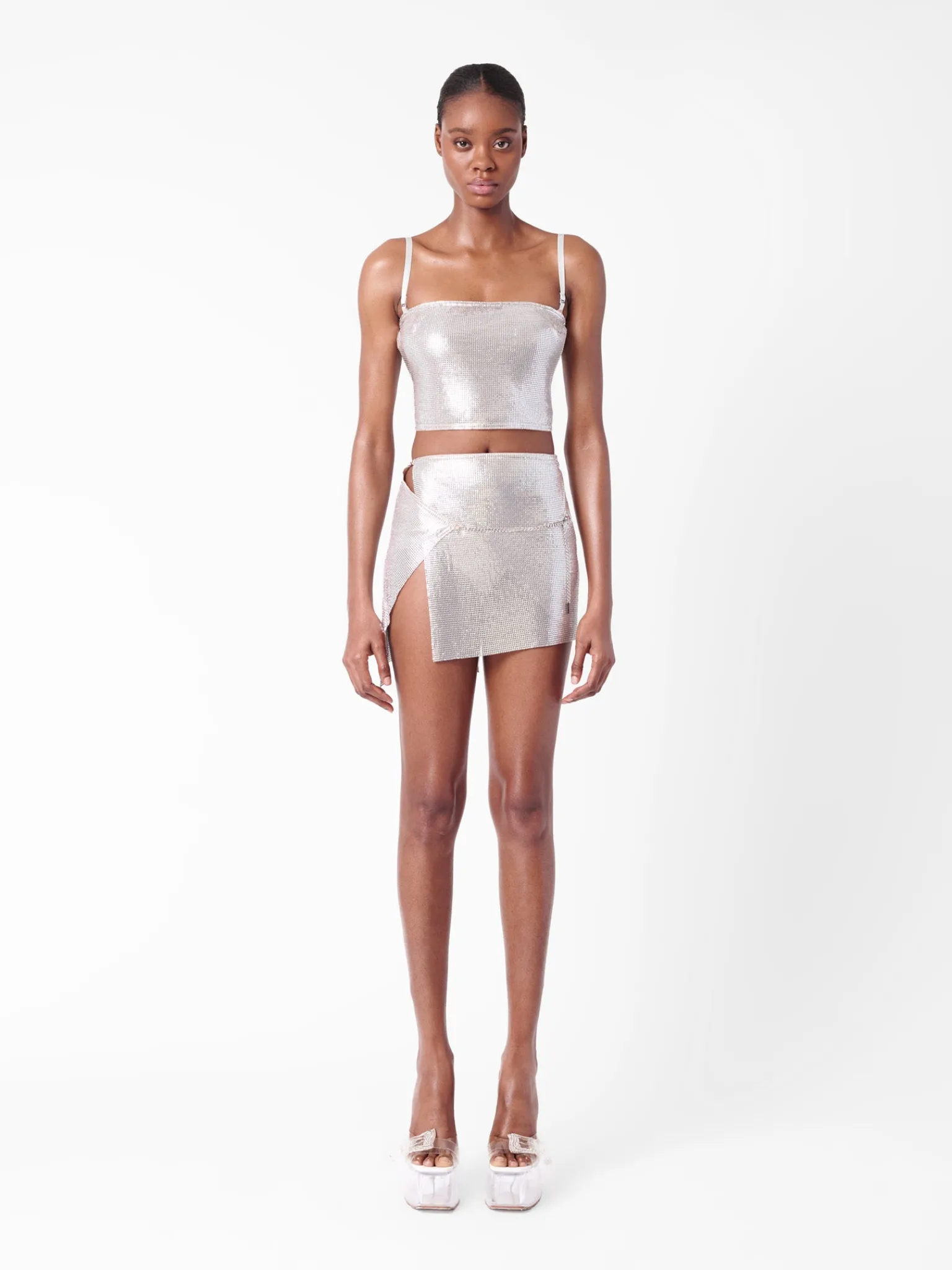 Rosalyn Top Metallic Chainmail Silver Chrome<Poster Girl Sale