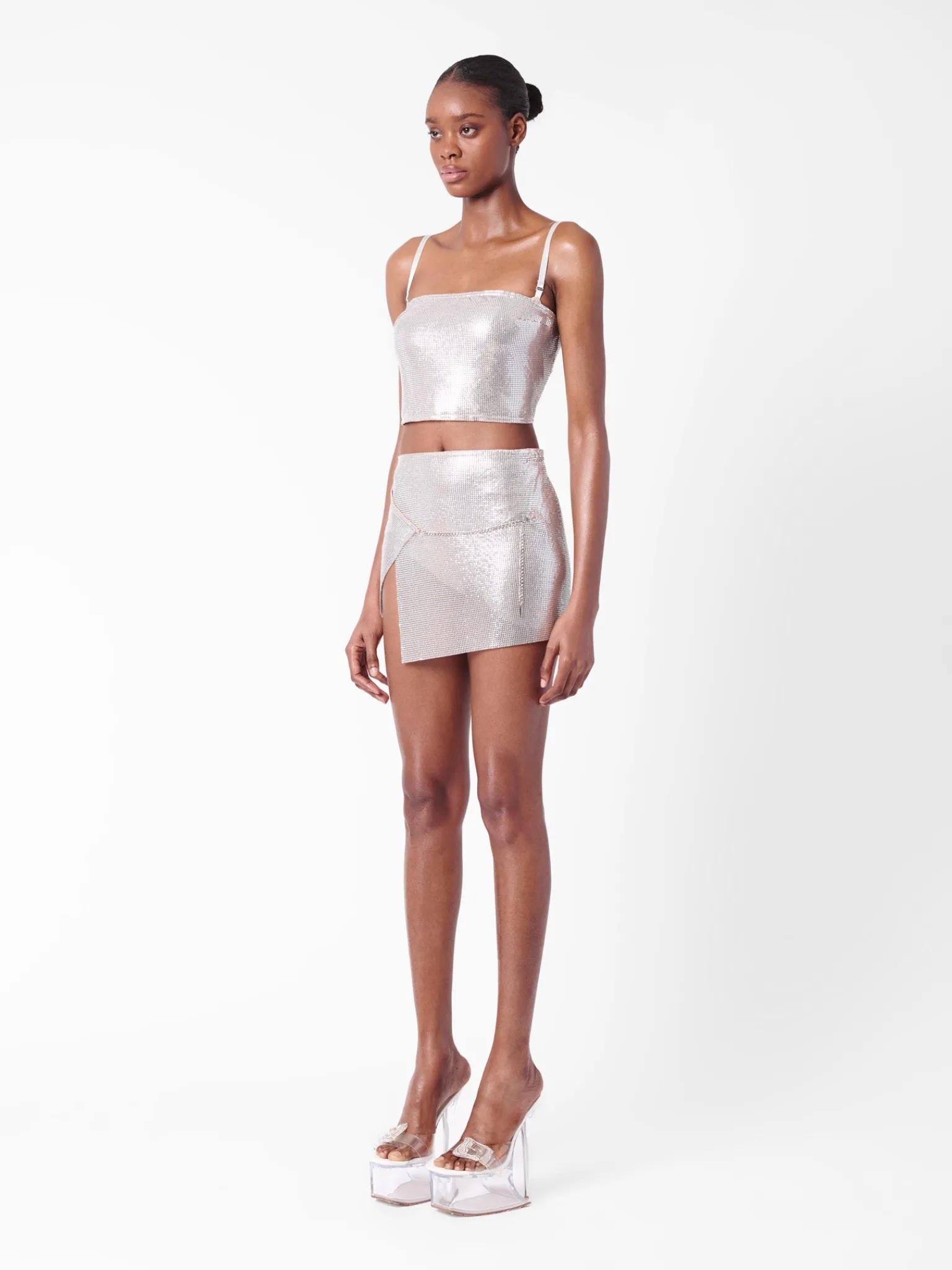 Rosalyn Top Metallic Chainmail Silver Chrome<Poster Girl Sale