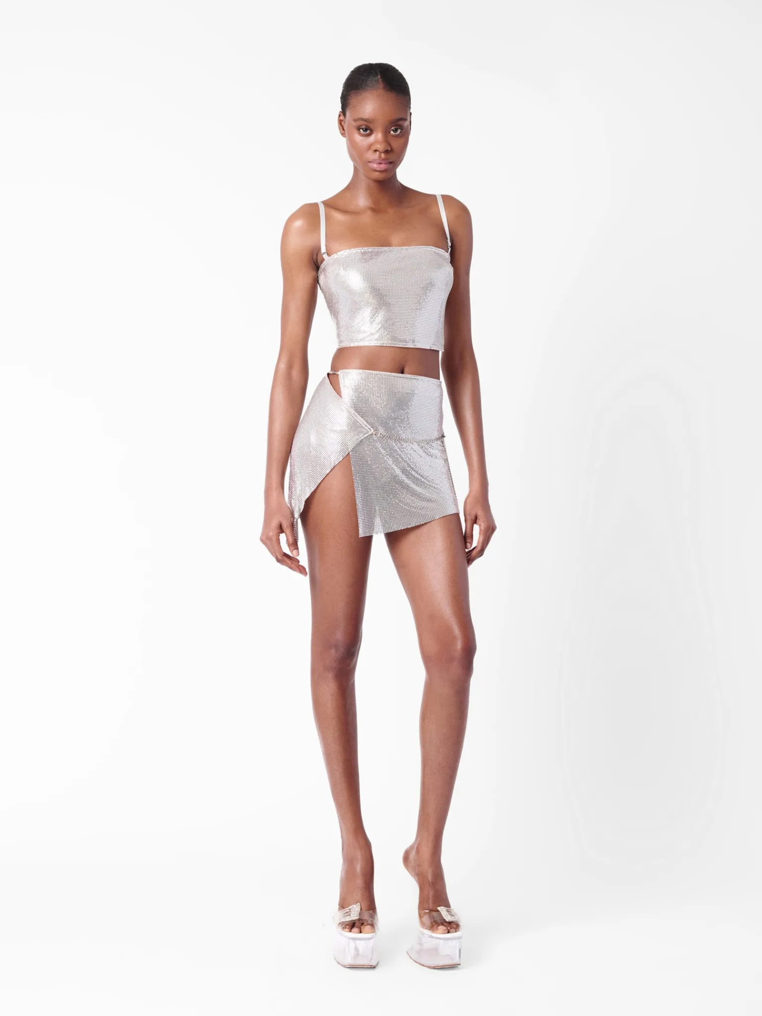 Rosalyn Top Metallic Chainmail Silver Chrome<Poster Girl Sale