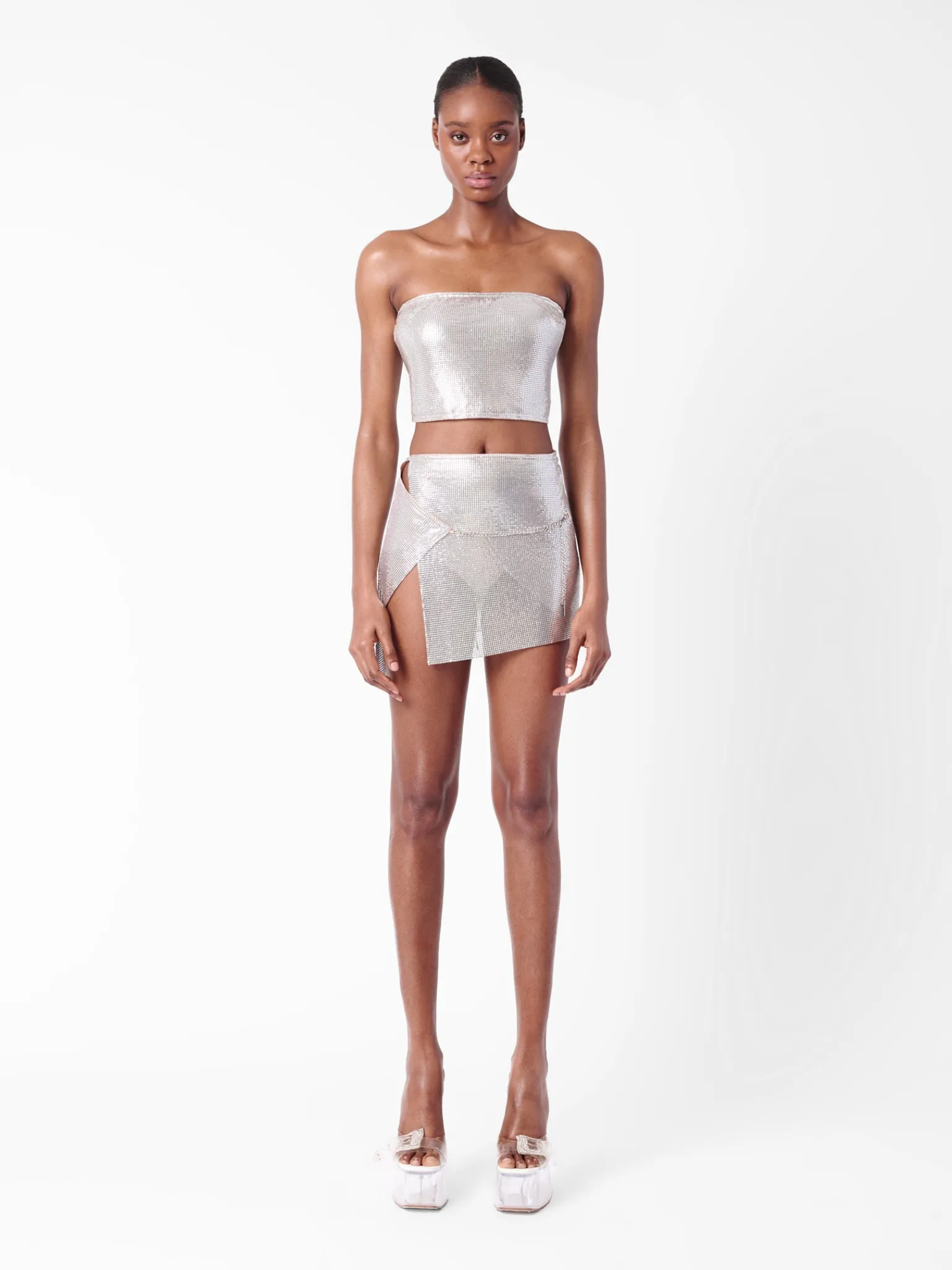 Rosalyn Top Metallic Chainmail Silver Chrome<Poster Girl Sale