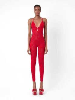 Scarlett Jumpsuit Flocked Mesh<Poster Girl Best