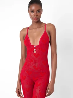 Scarlett Jumpsuit Flocked Mesh<Poster Girl Best