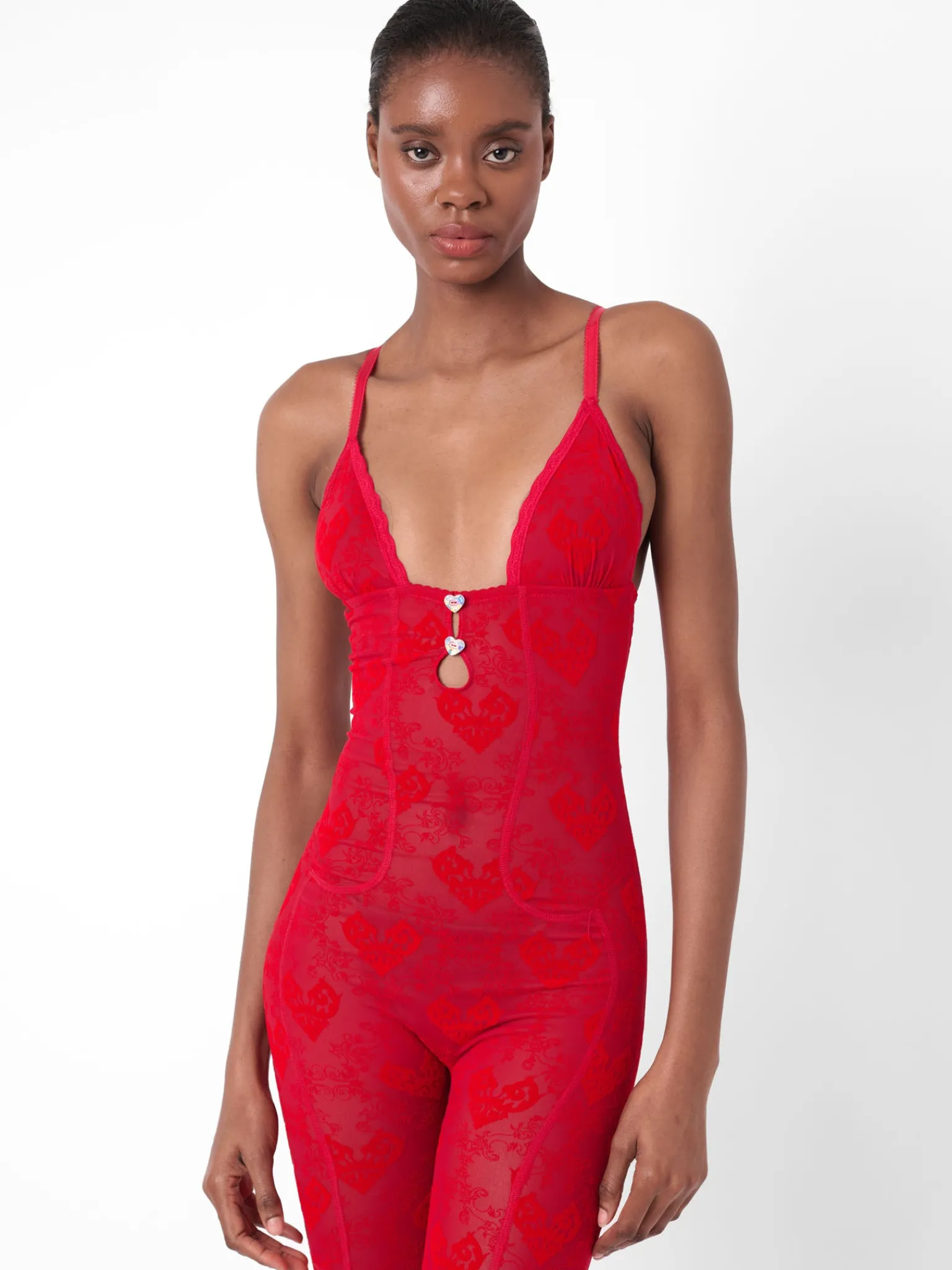 Scarlett Jumpsuit Flocked Mesh<Poster Girl Best