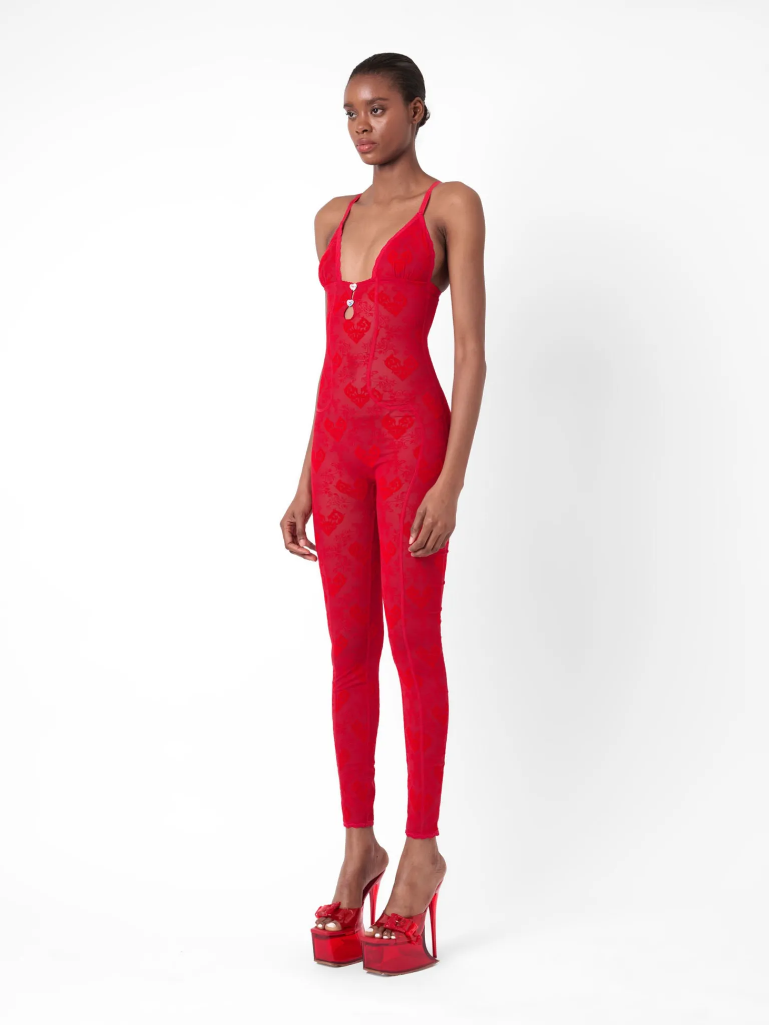 Scarlett Jumpsuit Flocked Mesh<Poster Girl Best