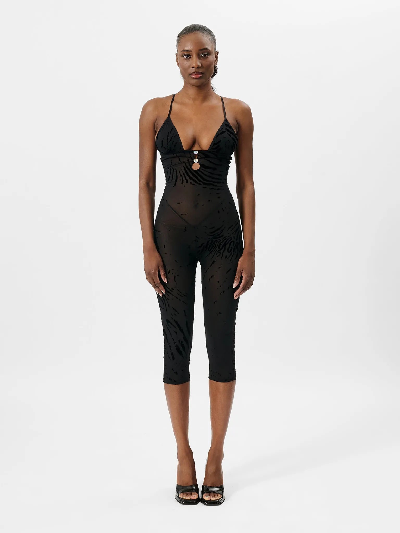 Scarlett Pedal Pusher Jumpsuit Black Zebra Print<Poster Girl Online