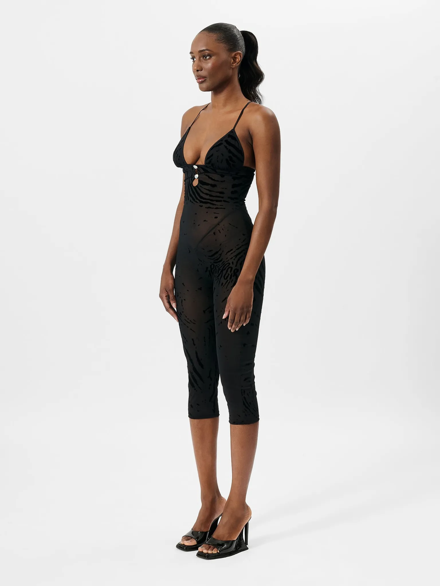 Scarlett Pedal Pusher Jumpsuit Black Zebra Print<Poster Girl Online