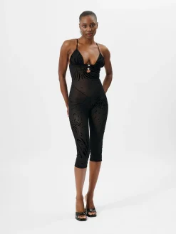 Scarlett Pedal Pusher Jumpsuit Black Zebra Print<Poster Girl Online