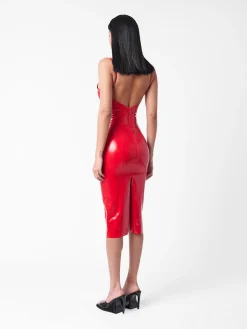 Whistle Latex Midi Dress Red<Poster Girl Outlet