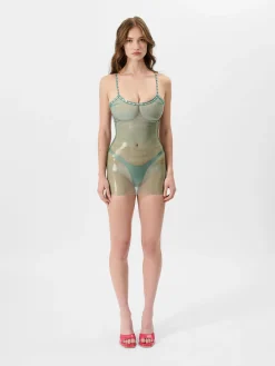 Whistle Latex Mini Dress Blue<Poster Girl Hot