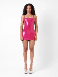 Whistle Latex Mini Dress Pink<Poster Girl Sale